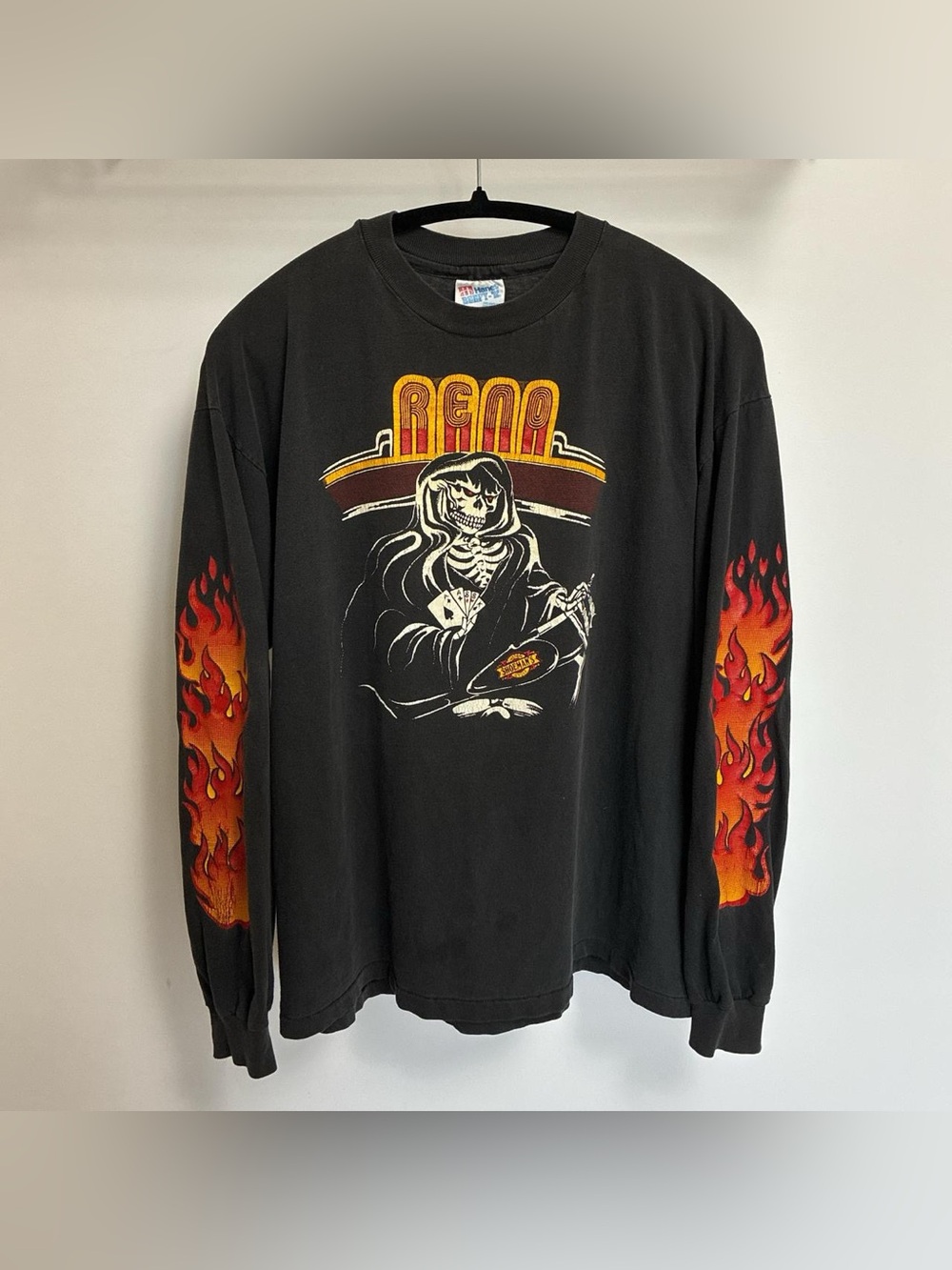 Vintage Grim Reaper Reno Biker Flames long sleeve